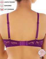 Lightly padded, wireless 3/4 coverage lace bra – Grape Juice
