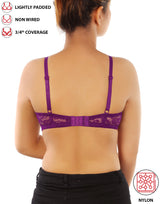 Lightly padded, wireless 3/4 coverage lace bra – Grape Juice