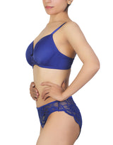 Butterfly Back Bra with Lace Panty SET – Blue Depths