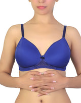 Wire-free T-shirt bra with lace accent – Blue Depths