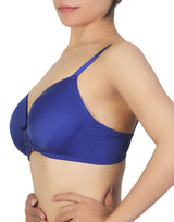 Wire-free T-shirt bra with lace accent – Blue Depths