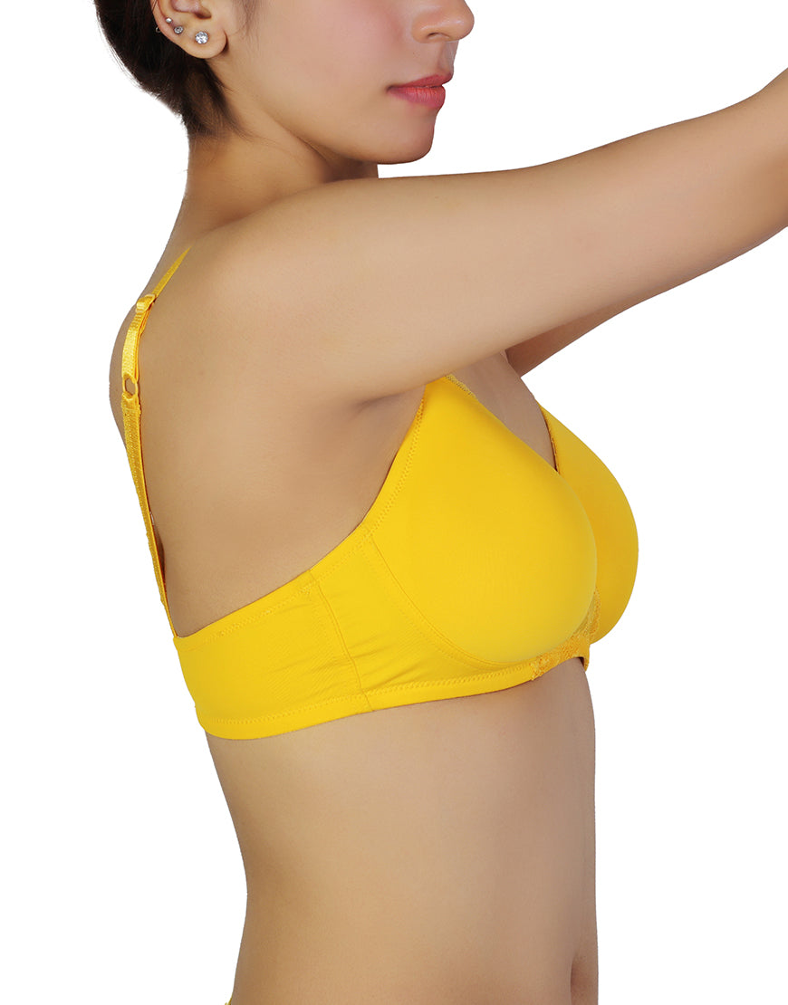 Wire-free T-shirt bra with lace accent – Citrus