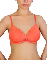 Wire-free T-shirt bra with lace accent – Burn Sienna