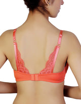 Wire-free T-shirt bra with lace accent – Burn Sienna