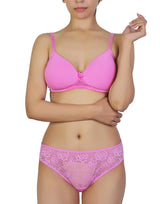 Butterfly Back BH mit Spitzenpanty SET – Pink Cosmos