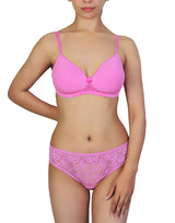 Butterfly Back BH mit Spitzenpanty SET – Pink Cosmos