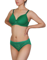Butterfly Back BH mit Spitzenpanty SET – Abundant Green