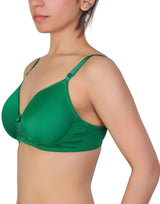 Wireless T-shirt bra with lace accent – Abundant Green