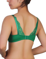 Wireless T-shirt bra with lace accent – Abundant Green