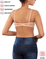 Demi-Cup High Apex, Feather-Light Padded Lace Bra – Rose Cloud