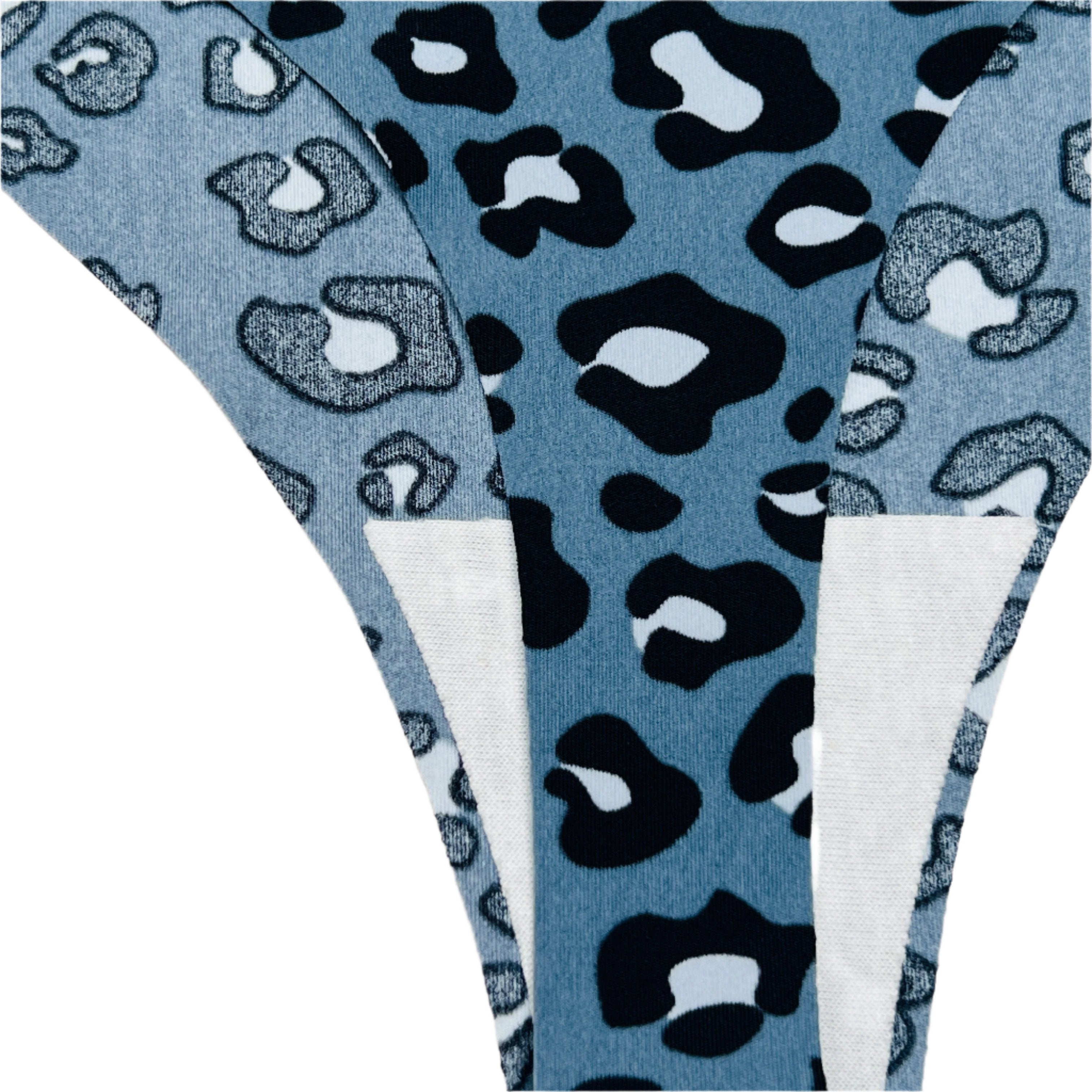 Laser-cut thong briefs - cheetah print - blue