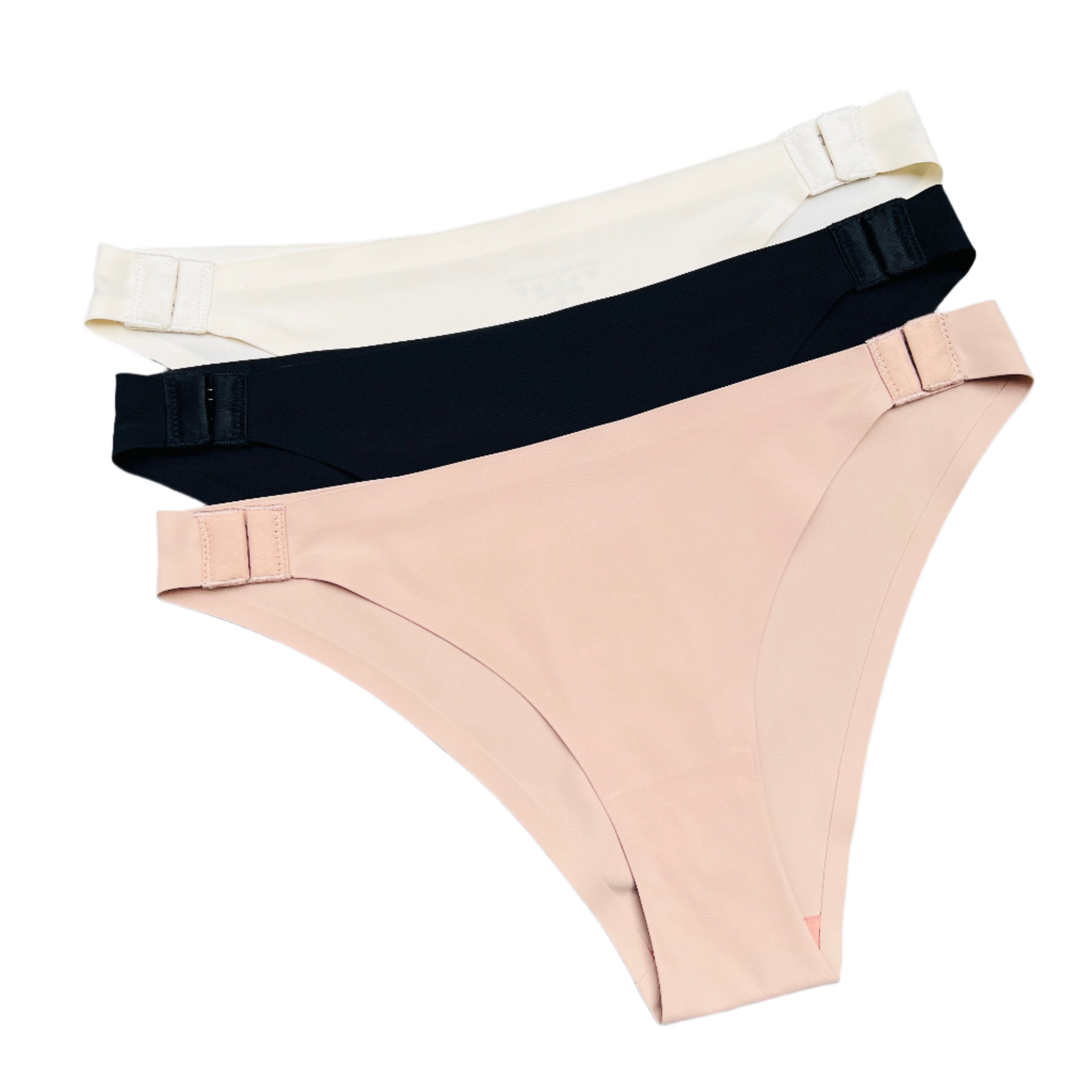 Pack of 3 Low Waist Laser-Cut Briefs with Side Hooks - Plain N