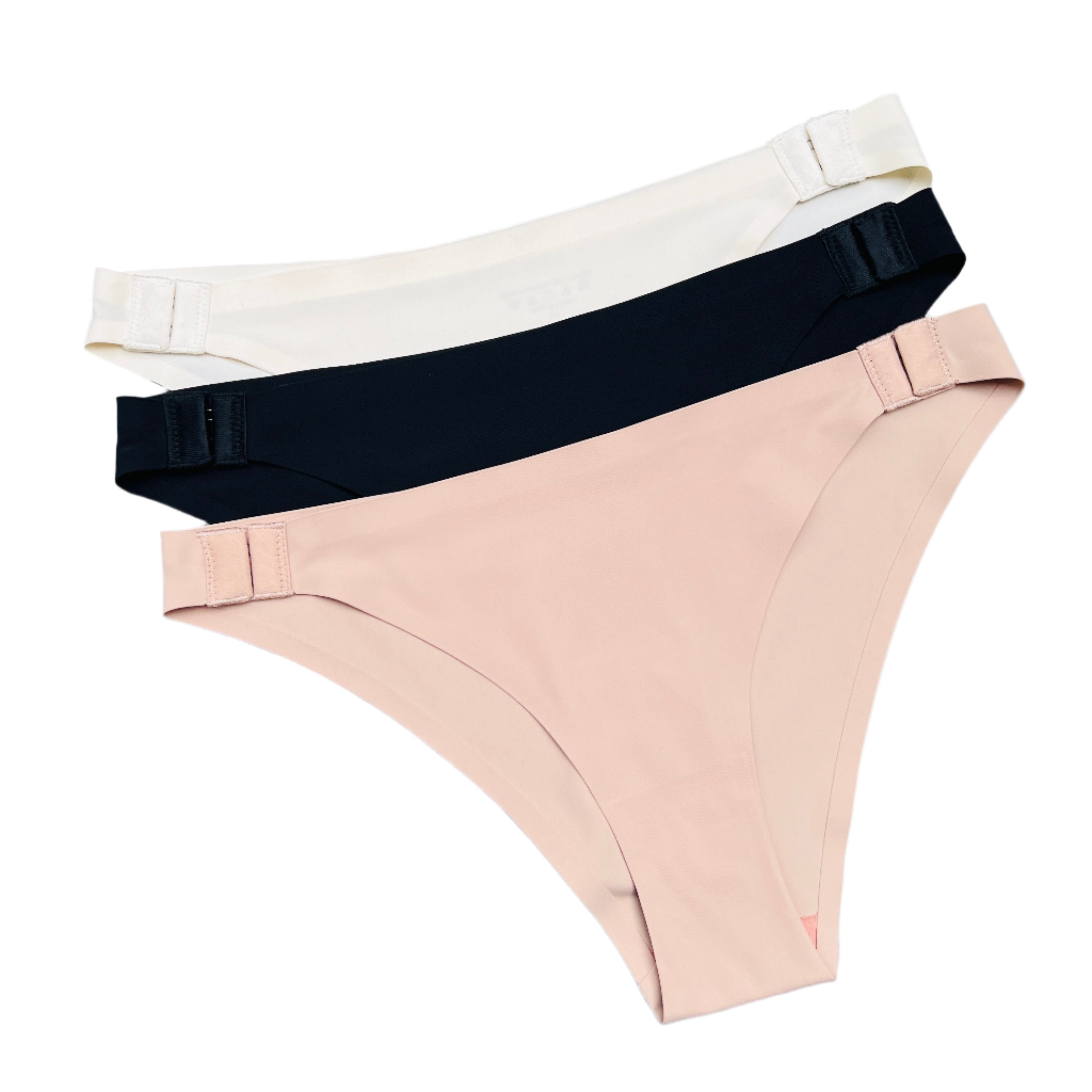 Pack of 3 Low Waist Laser-Cut Briefs with Side Hooks - Plain N