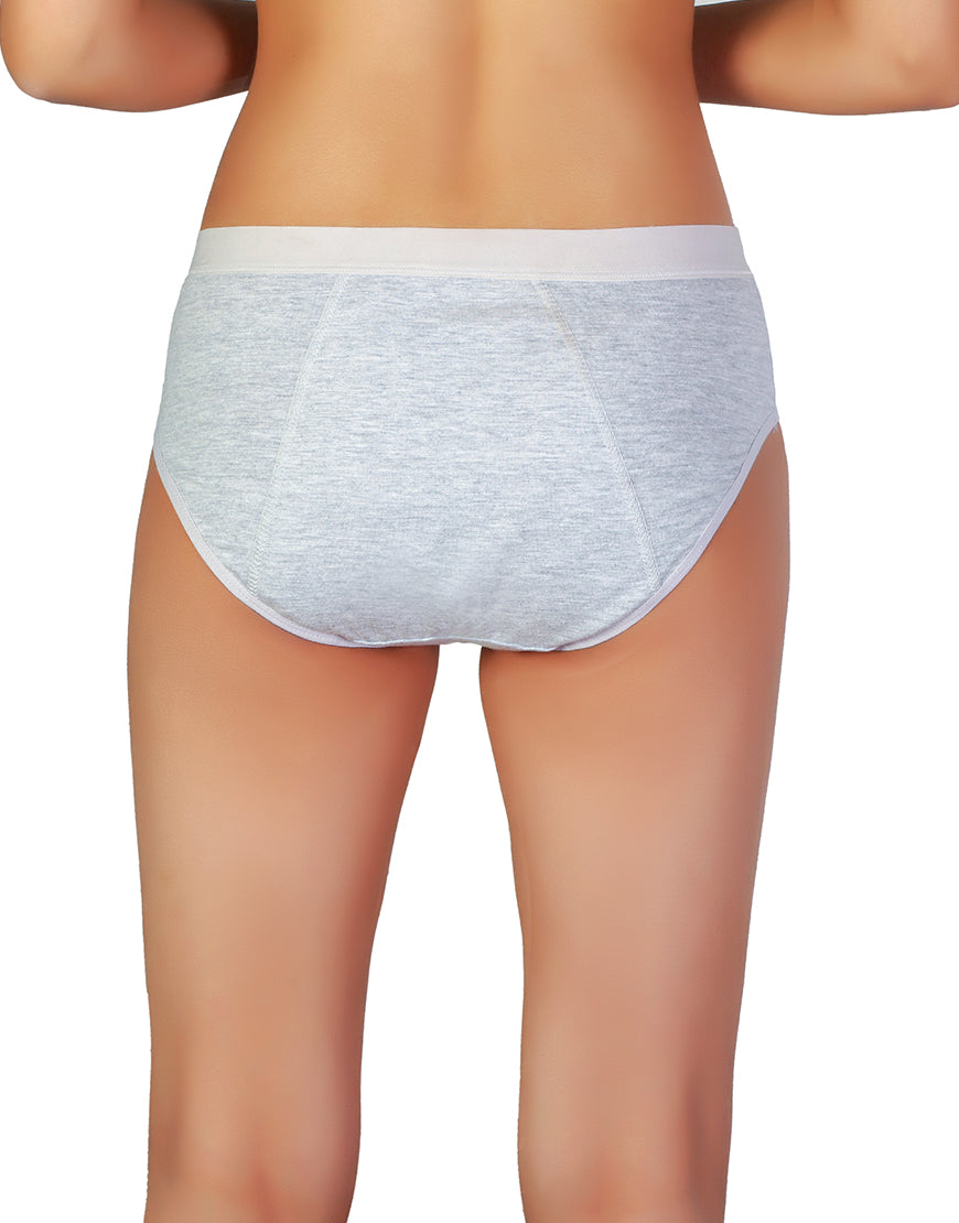 SUPER SOFT COTTON MID-WAIST PERIOD PANTY - LIGHT GREY