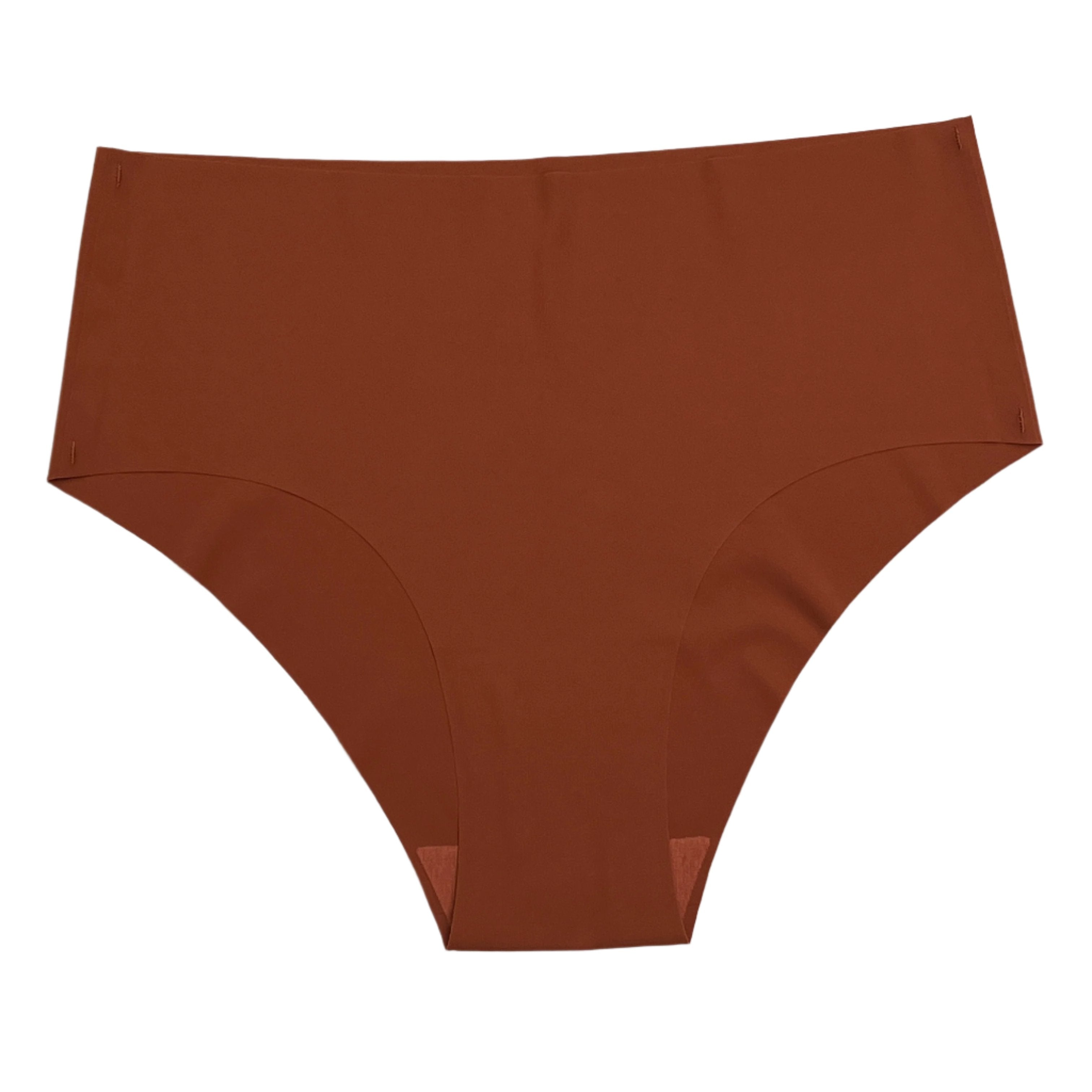 High-waisted laser-cut briefs - RUST