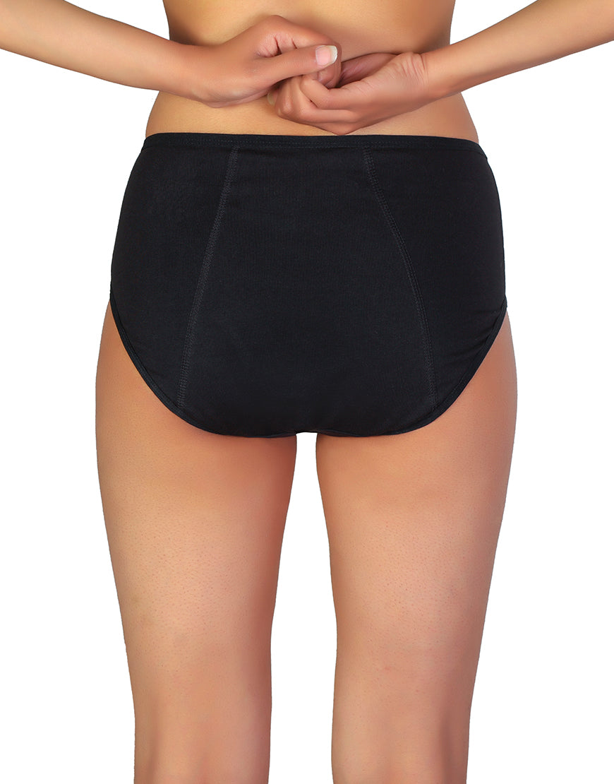 SUPER SOFT COTTON HIGH-WAIST PERIOD PANTIES - BLACK
