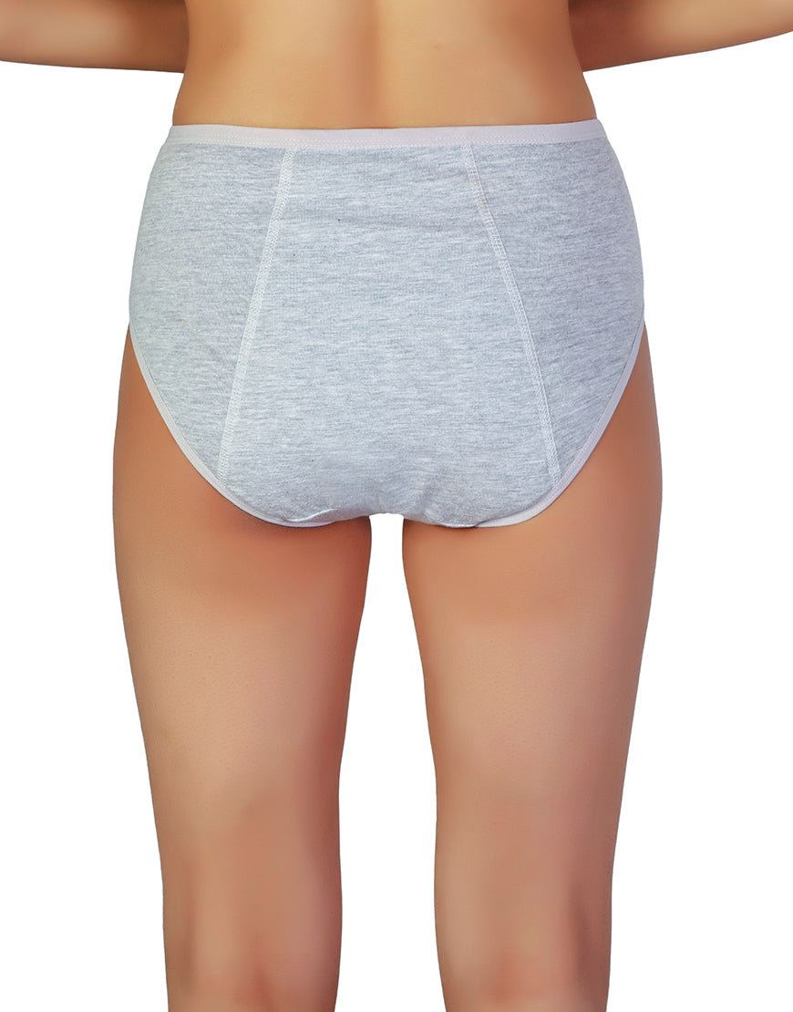 LOSHA SUPER SOFT COTTON HIGH-WAIST PERIOD PANTY - GREY