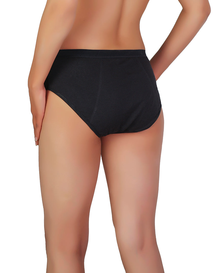 SUPER SOFT COTTON MID-WAIST PERIOD PANTY - BLACK