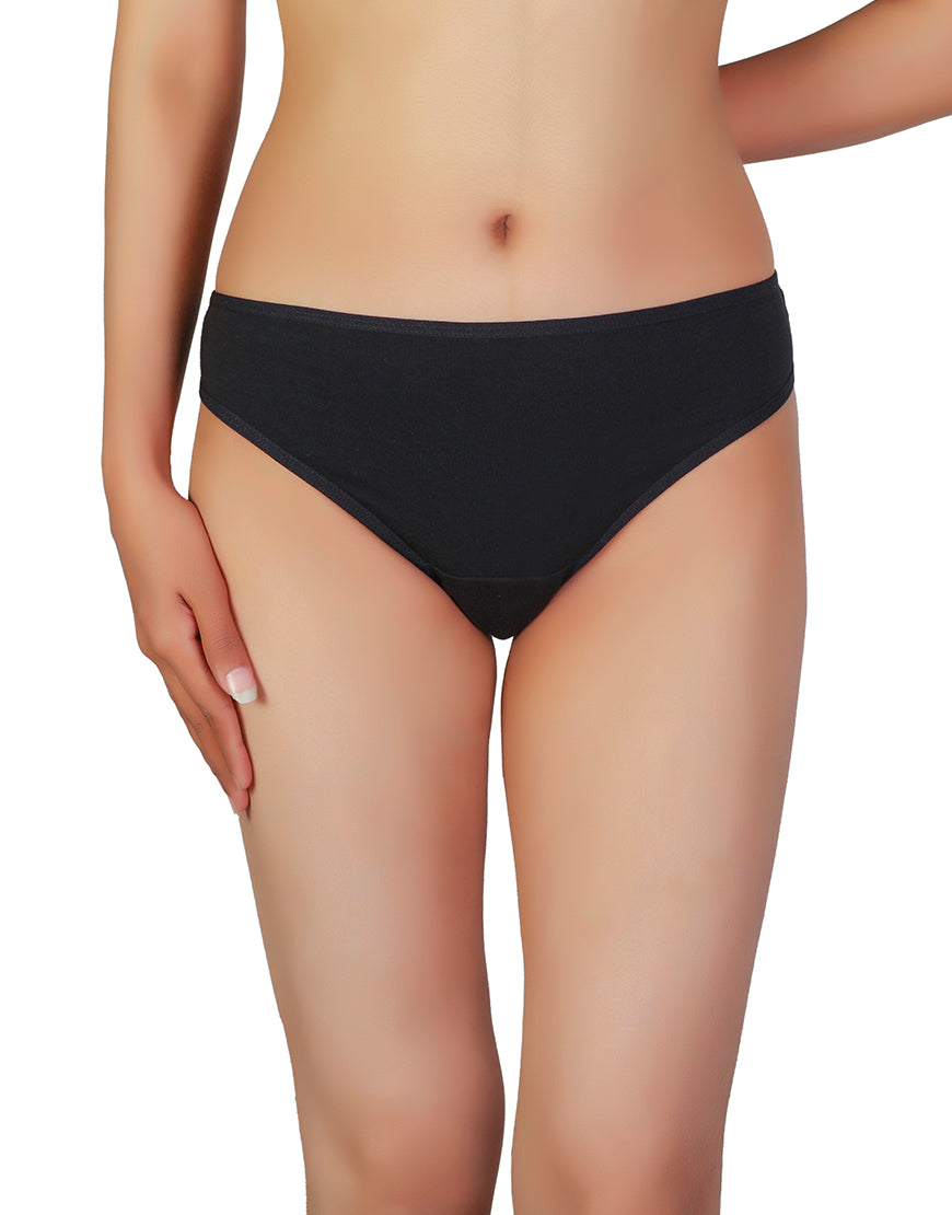SUPER SOFT COTTON THONG - BLACK