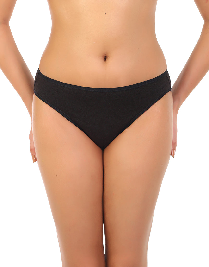 Losha super weiche Baumwoll-Bikini-Slips - SCHWARZ