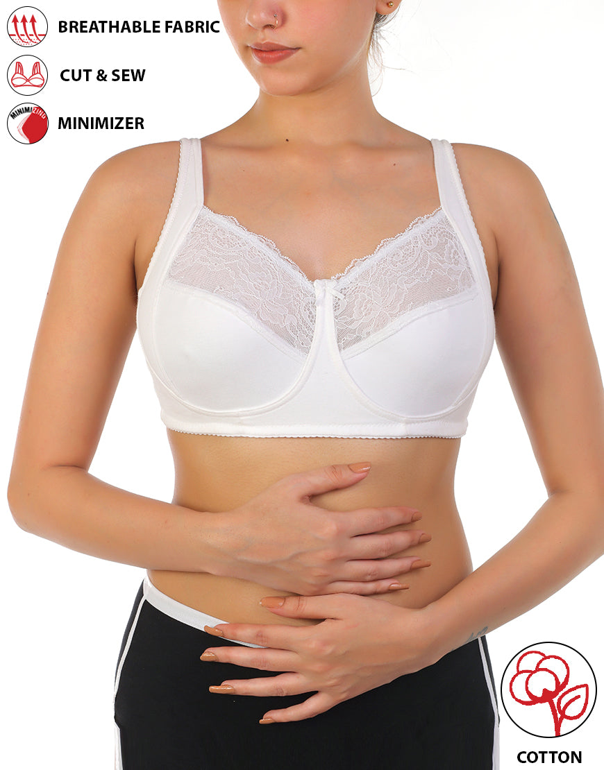 Double Layer Cotton Bra Sag Lift Minimizer – White