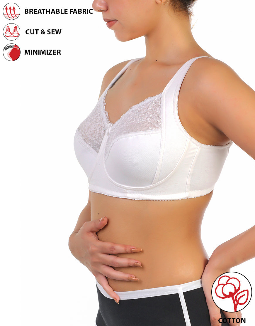 Double Layer Cotton Bra Sag Lift Minimizer – White