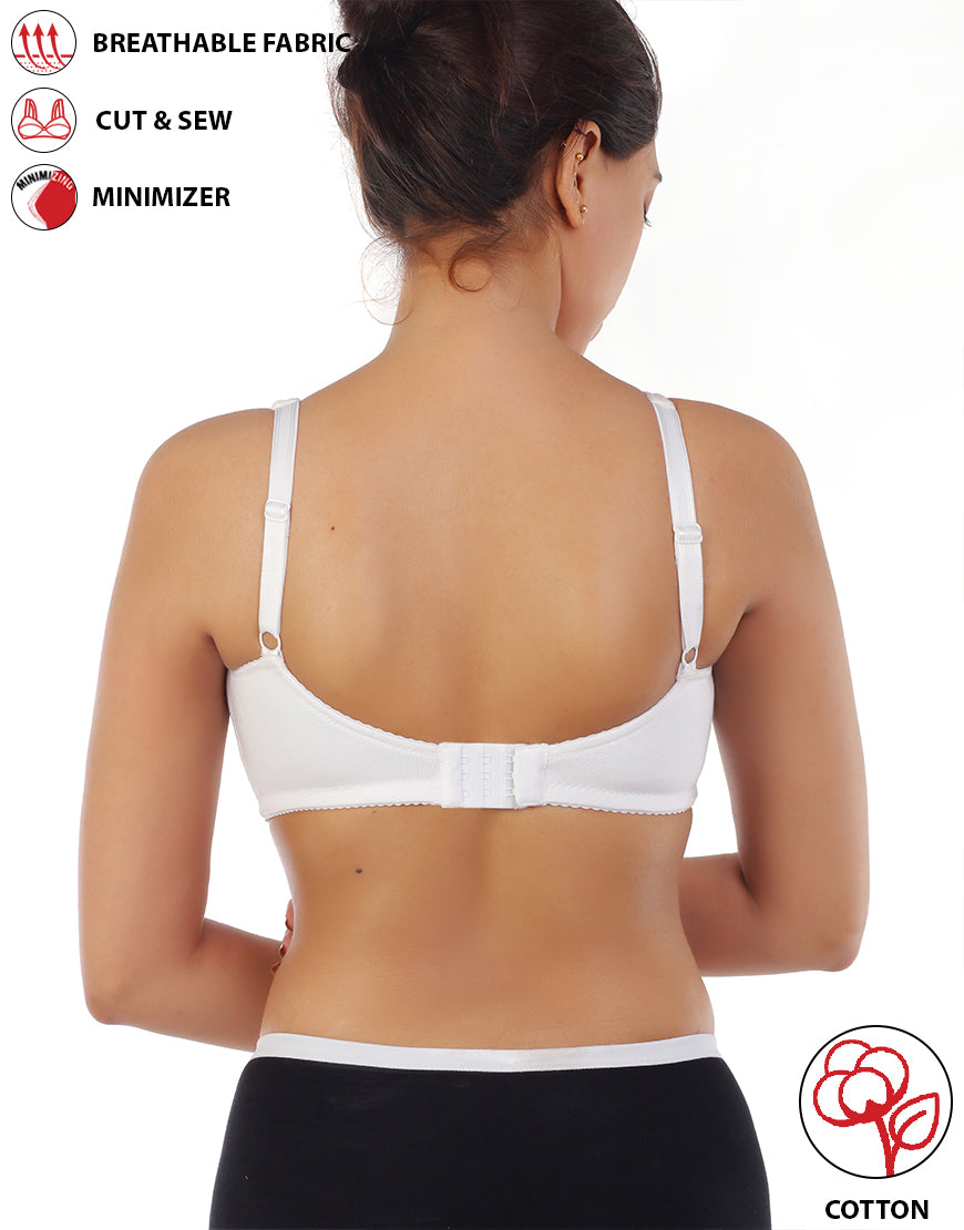 Double Layer Cotton Bra Sag Lift Minimizer – White