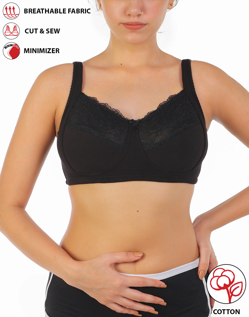 Double Layered Cotton Bra Sag Lift Minimizer – Black