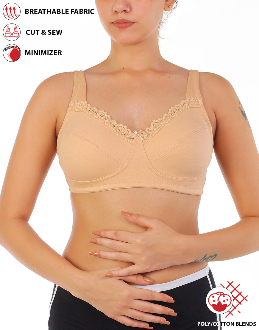 Full Coverage Bra, Super Support, Cut &amp; Sew Cups, Minimizer – Roasted Almond