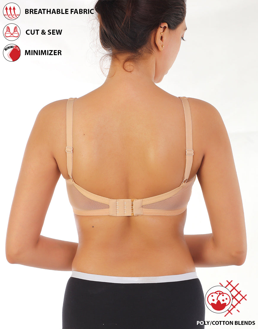 Full Coverage Bra, Super Support, Cut &amp; Sew Cups, Minimizer – Roasted Almond