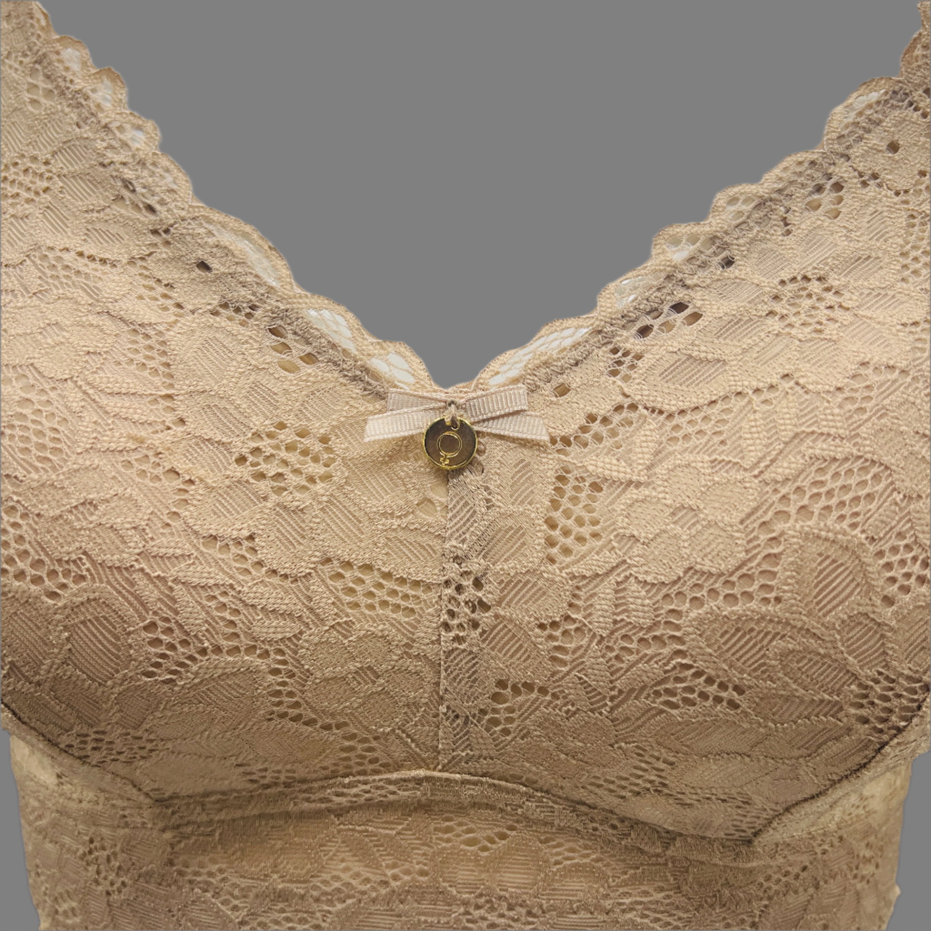 Losha Curvy Double Layered Lace Bralette – Beige