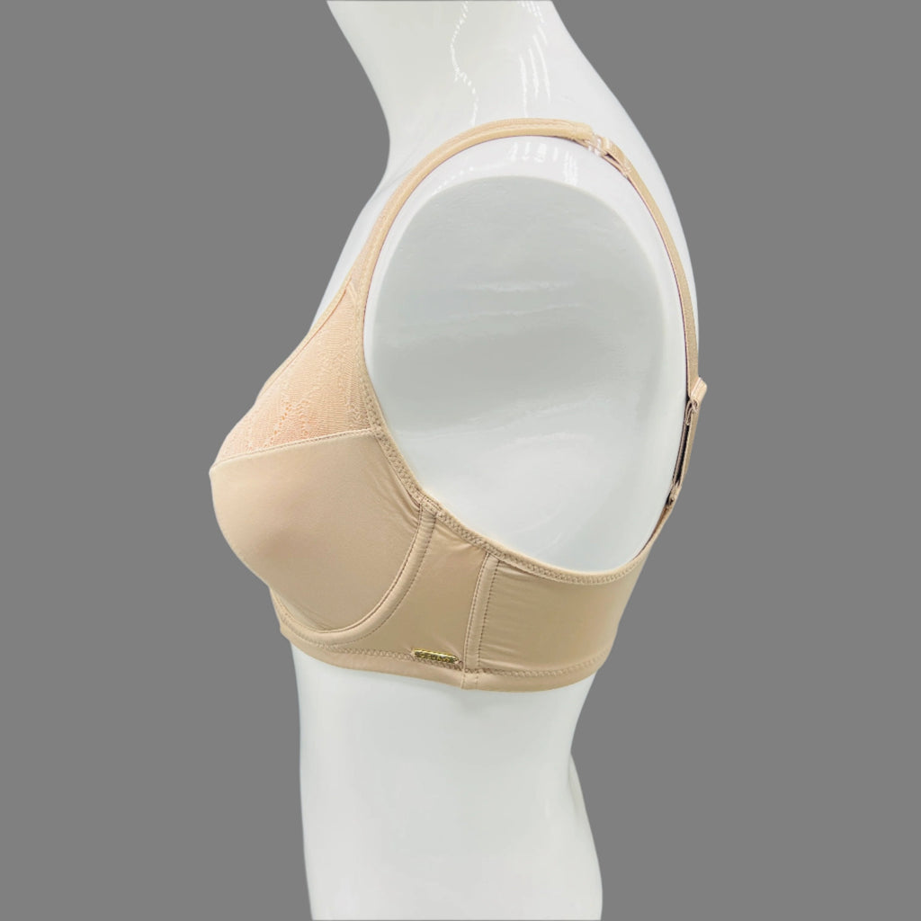 Losha Curvy Double Layer Minimizer Underwire Bra with Lace Detail – Beige