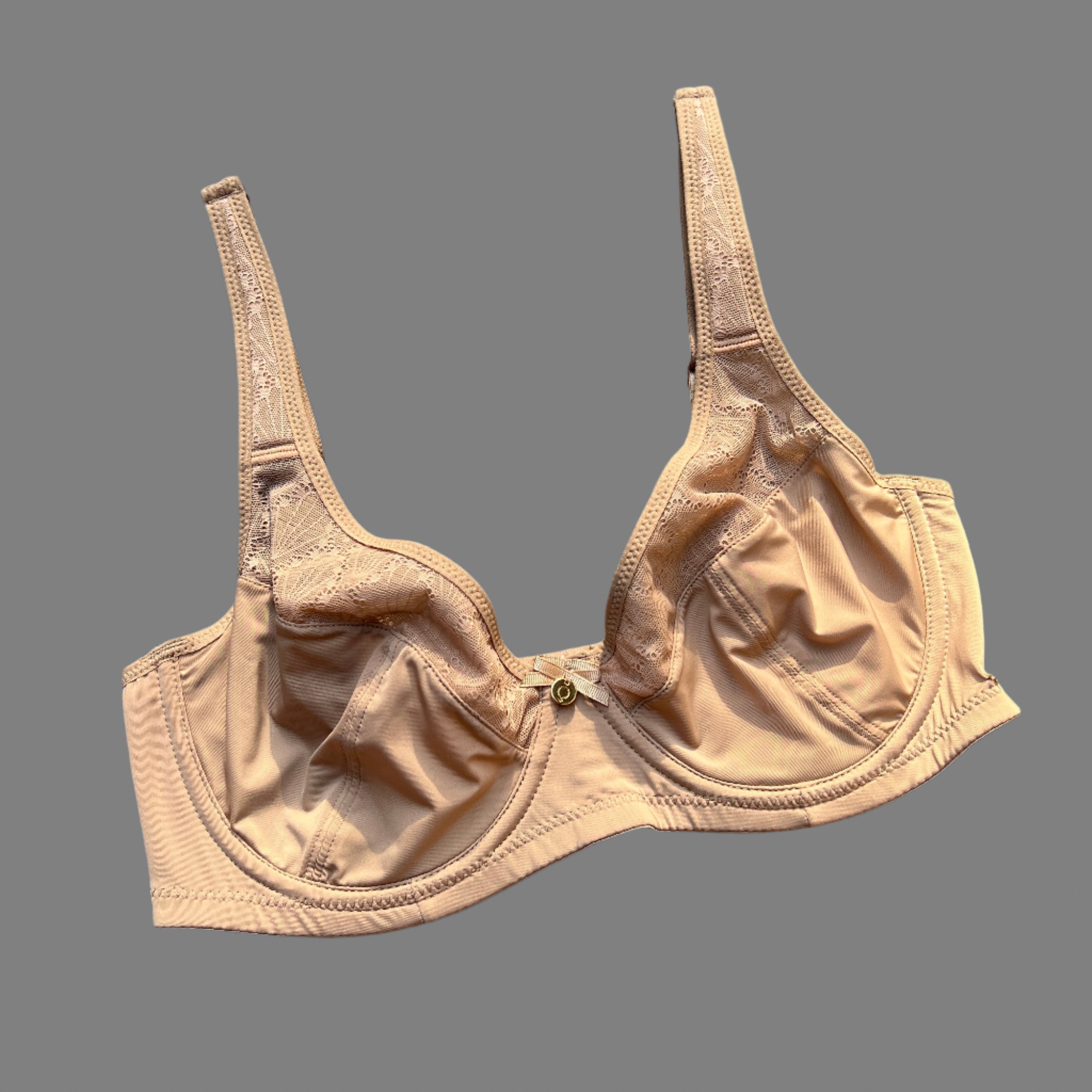 Losha Curvy Double Layer Minimizer Underwire Bra with Lace Detail – Beige
