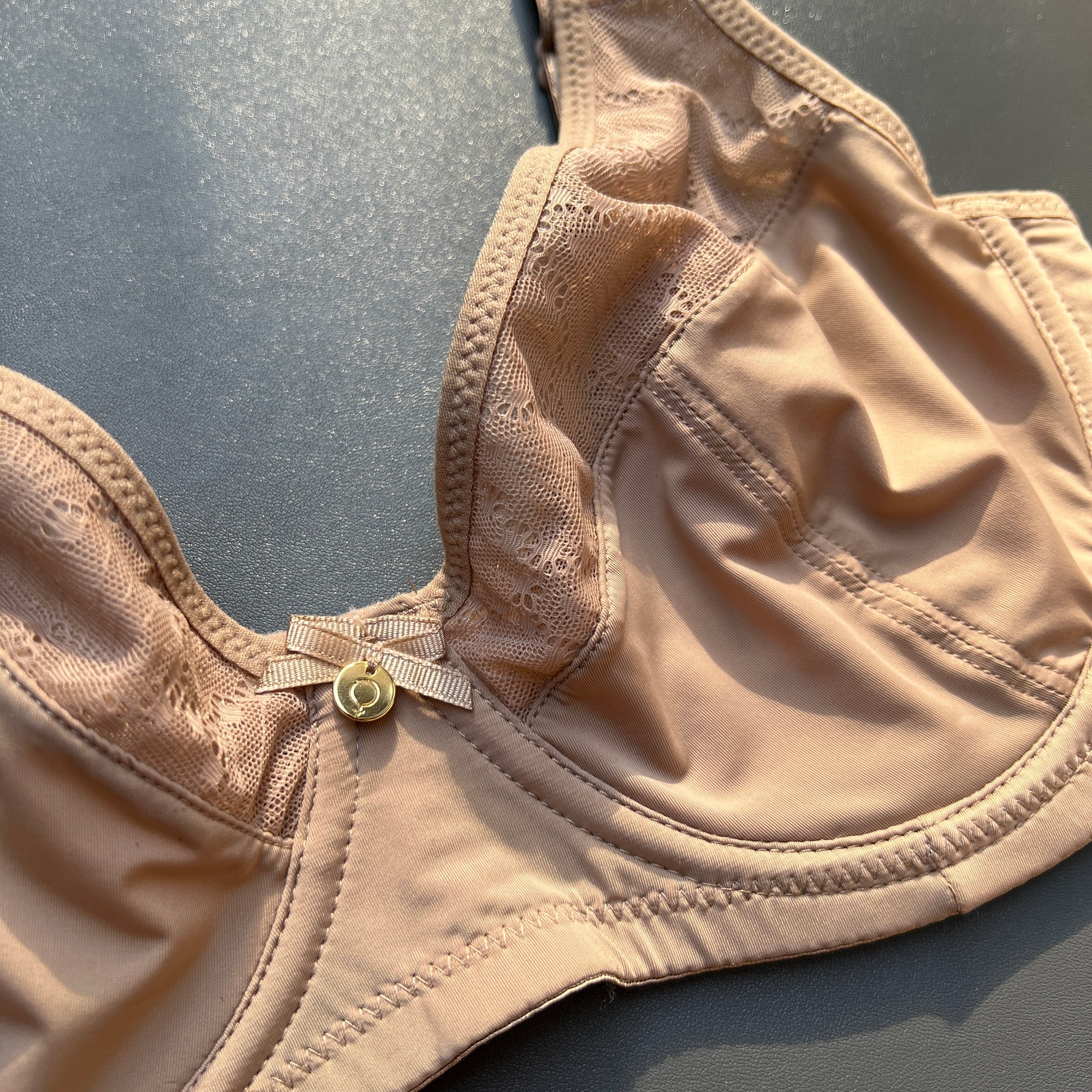 Losha Curvy Double Layer Minimizer Underwire Bra with Lace Detail – Beige