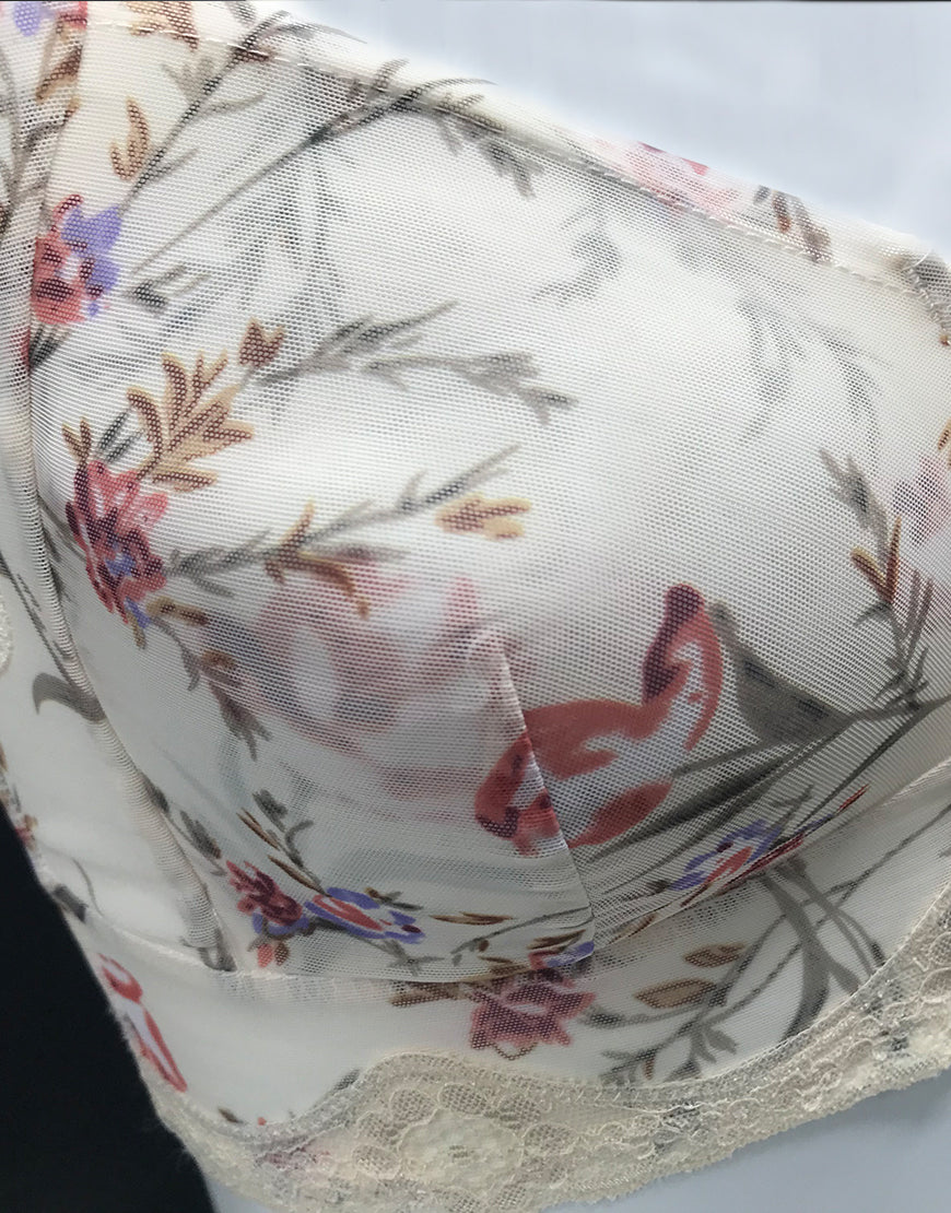 Postoperativer BH mit Frontreißverschluss, Blumenmuster und Taschen