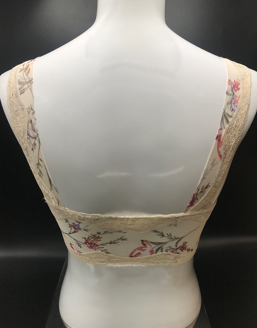 Postoperativer BH mit Frontreißverschluss, Blumenmuster und Taschen