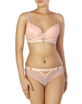 Spitzen-Push-up-BH-Set mit Metallringen – Veilchenrosa