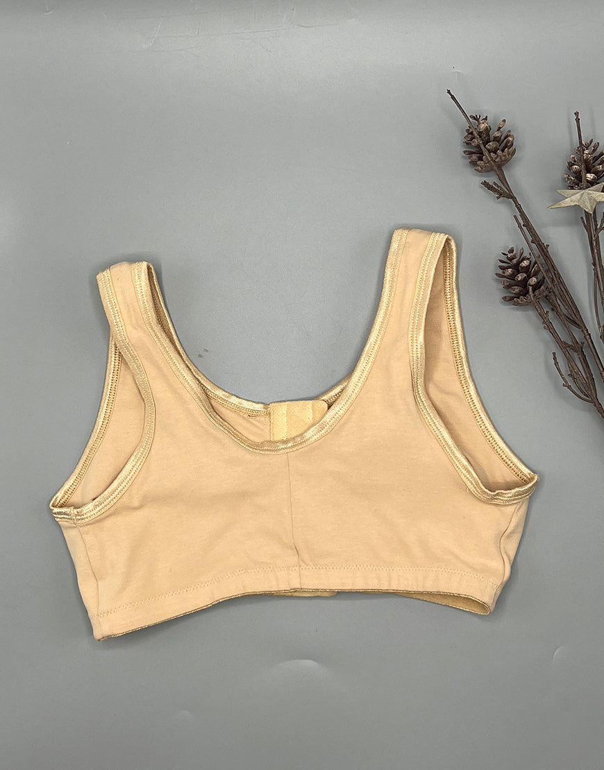 Plus Size Cotton Non-Wired Bra with Darts and Front Closure – Nude