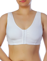LOSHA Cotton Front Closure Post-Operative Bra with Pockets – White