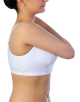 LOSHA Cotton Front Closure Post-Operative Bra with Pockets – White