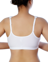 LOSHA Cotton Front Closure Post-Operative Bra with Pockets – White