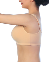 LOSHA Baumwoll-Frontverschluss Post-Operativer BH mit Taschen – Hautfarbe