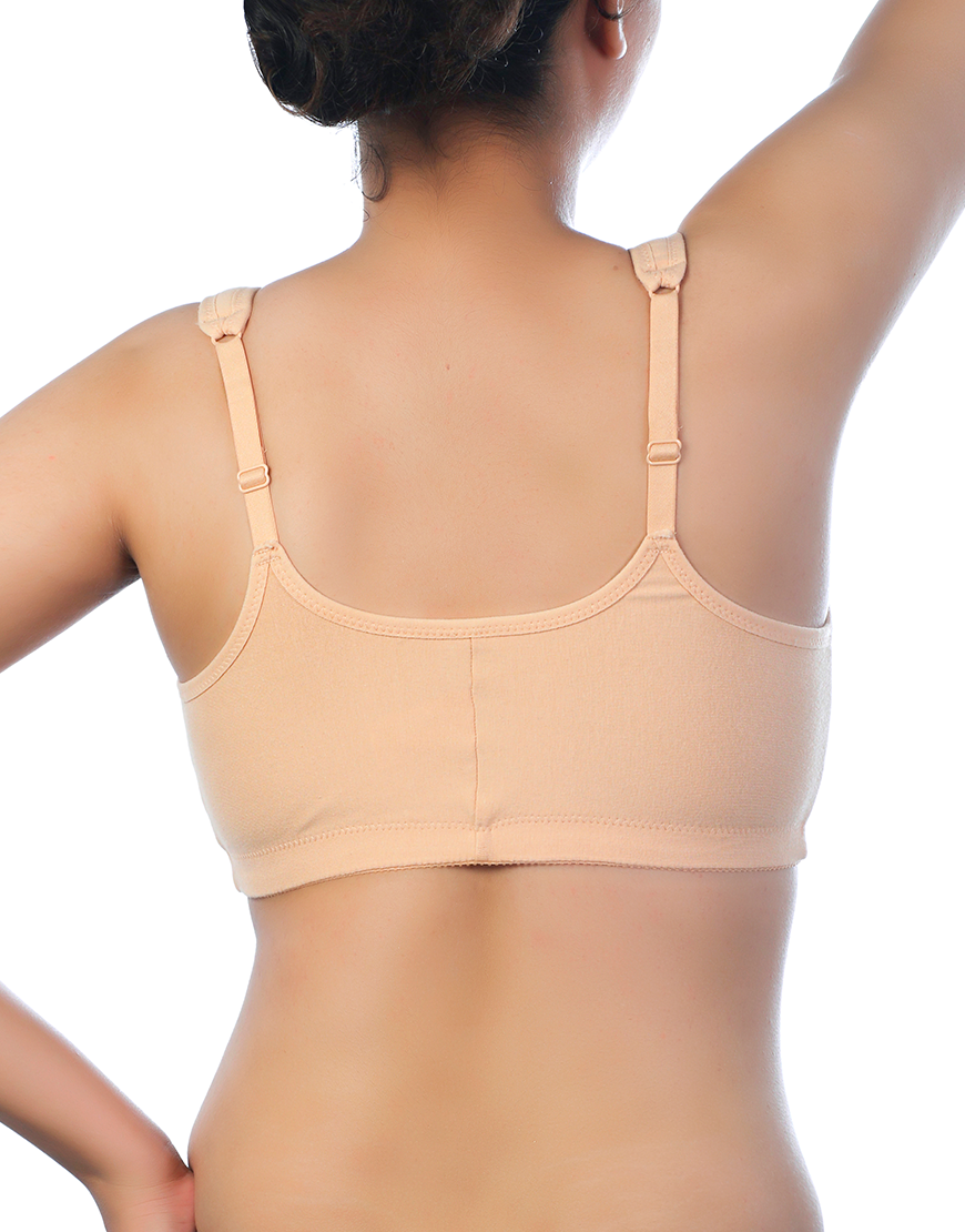 LOSHA Cotton Front Closure Post-Operative Bra with Pockets – Skin Color