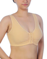 LOSHA Baumwoll-Slip-On Post-Operativer BH mit Frontöffnung und Taschen – Hautfarbe