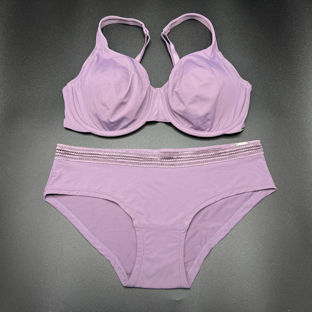 Losha Double Underwire Bra with Matching Panty – Violet Grey