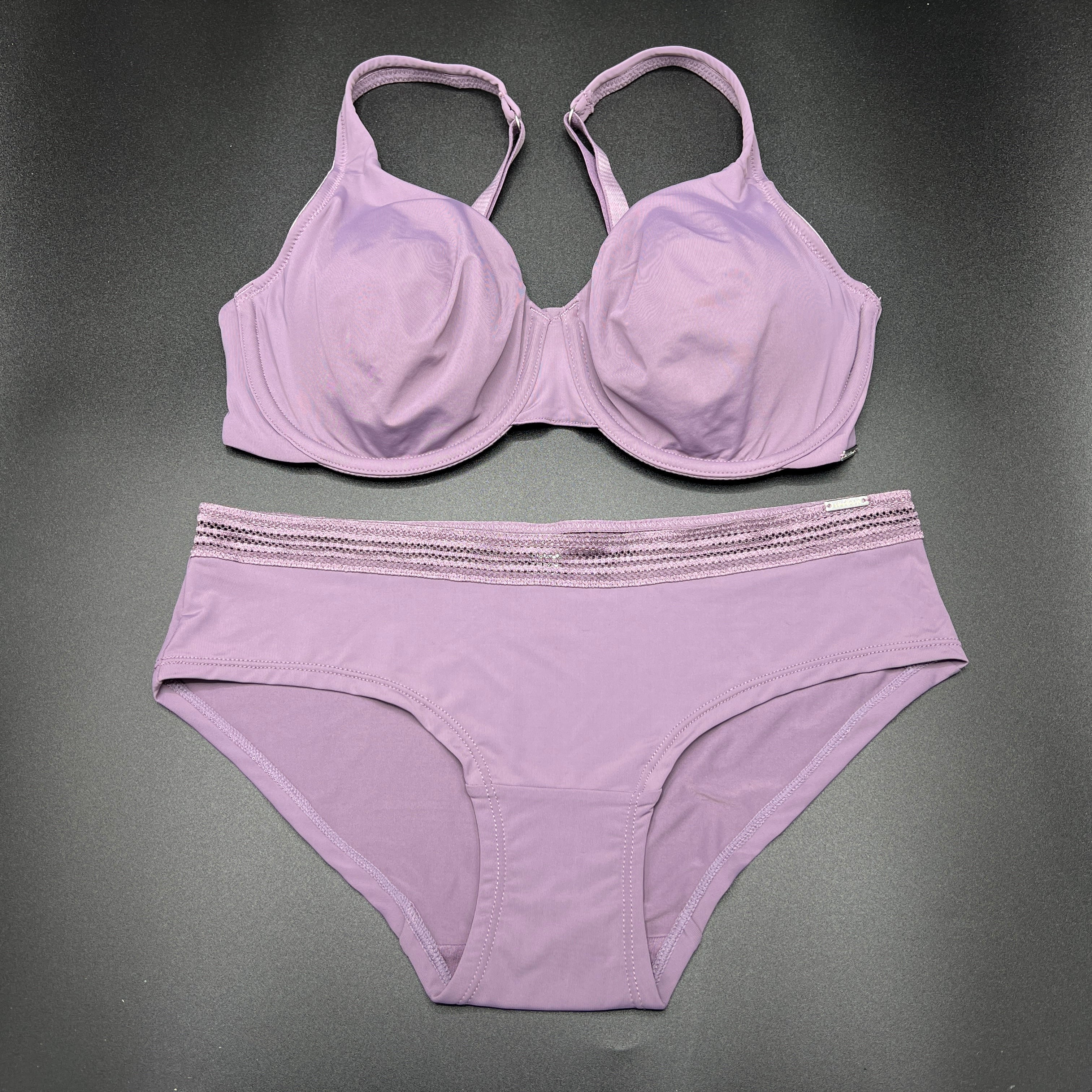 Losha Double Underwire Bra with Matching Panty – Violet Grey