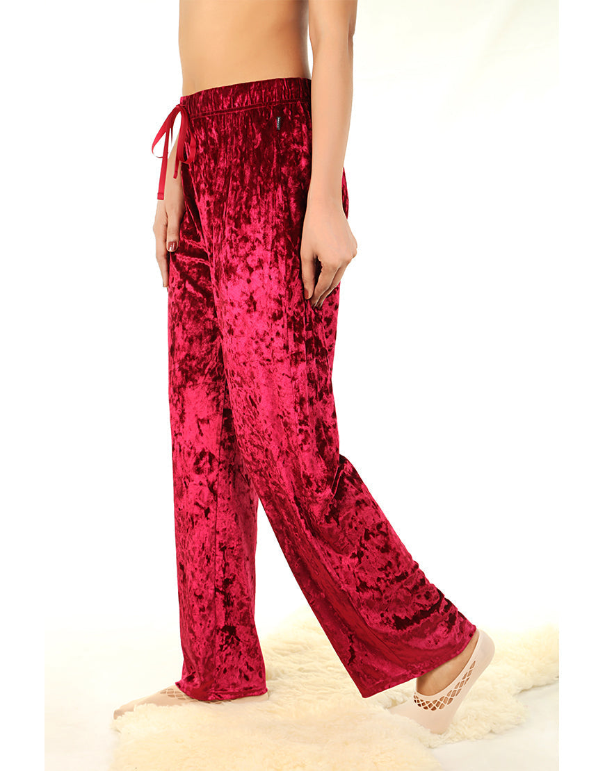 Tahari Pleated Velvet Wide-Leg Pants – Burgundy
