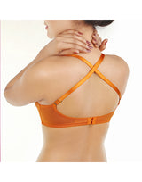 ZEN Serie leicht gepolsterter BH mit Bügel, tiefem Rückenausschnitt und Schwanenhaken-Trägern – Herbstahorn