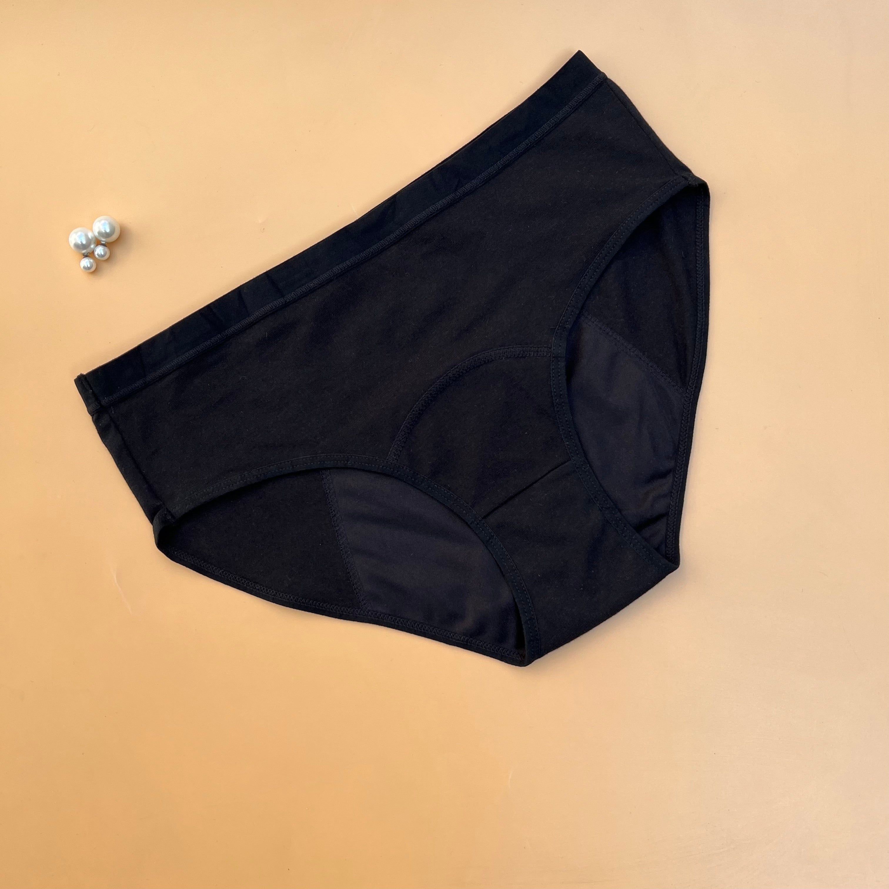 SUPER SOFT COTTON MID-WAIST PERIOD PANTY - BLACK