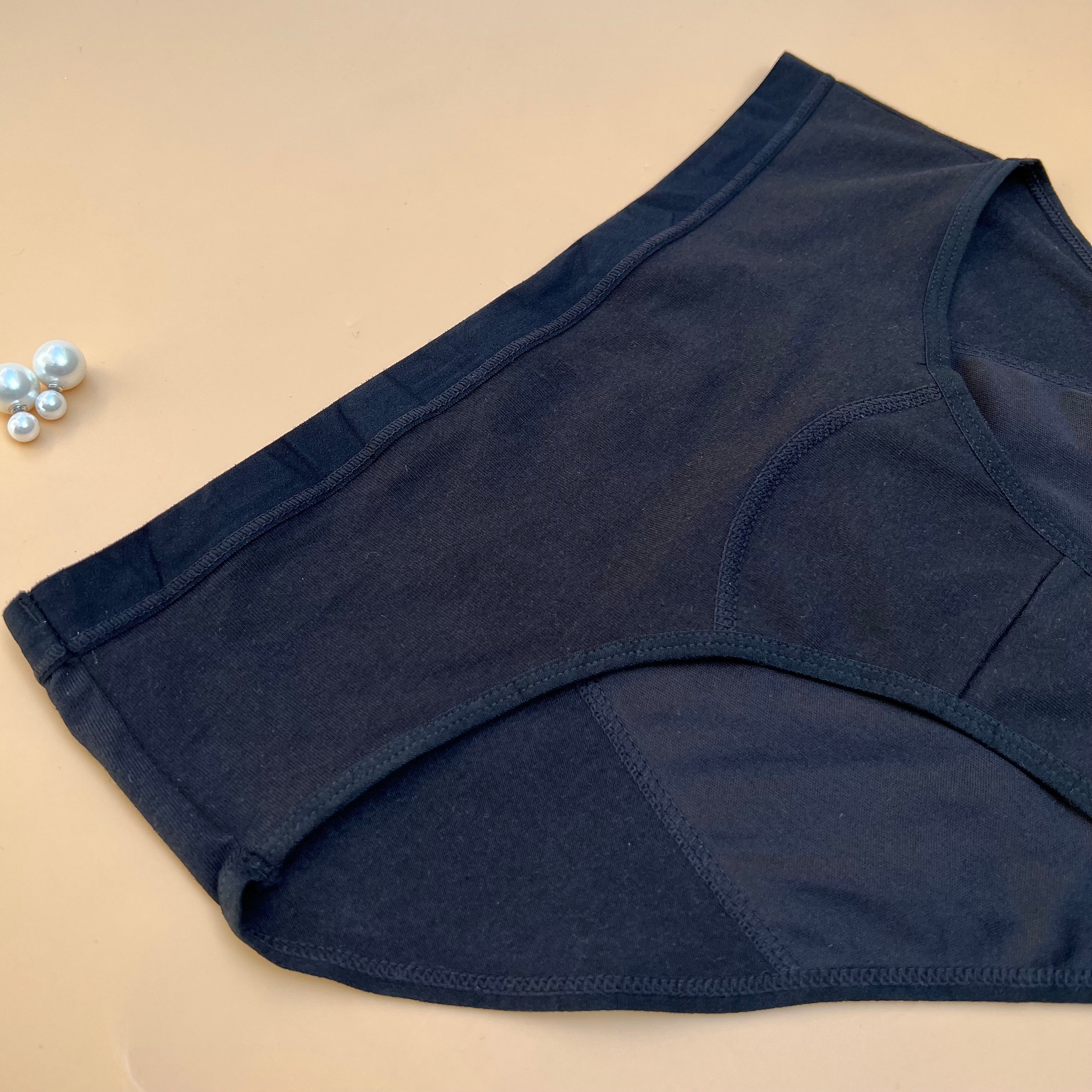 SUPER SOFT COTTON MID-WAIST PERIOD PANTY - BLACK